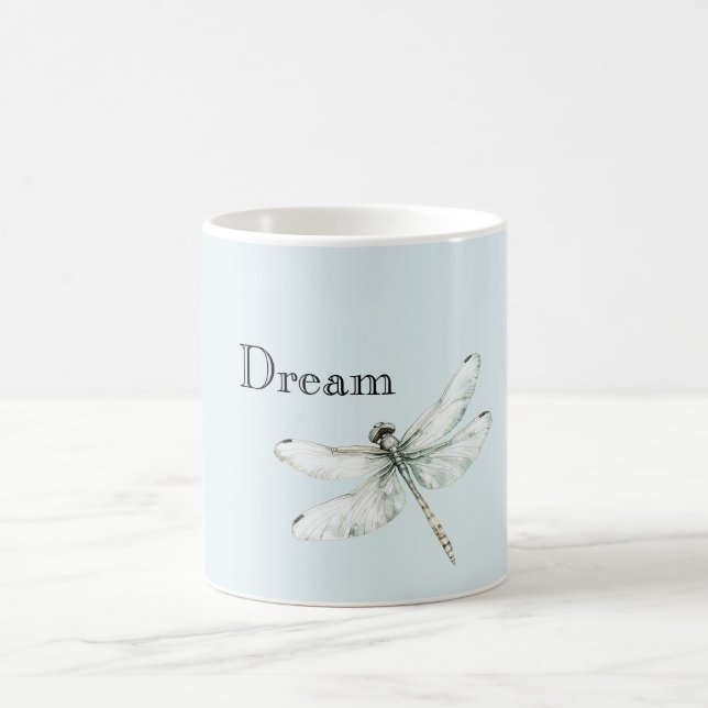 Caneca De Café Sonho de Dragonfly Azul Chic (Centro)