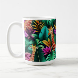 Caneca De Café Sonho de Girafa na Selva Padrão de Superfície Cont