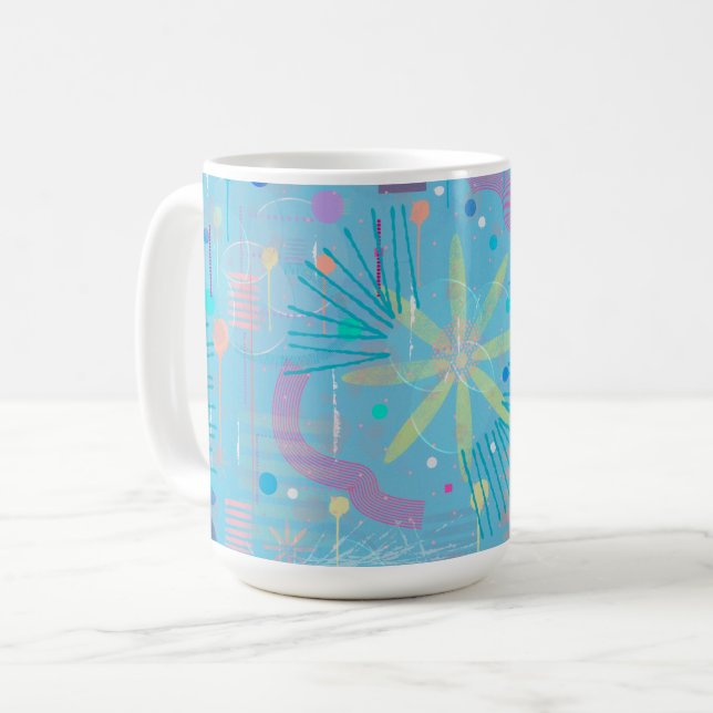 Caneca De Café Sonho de Pastéis Azuis Abstrato (Frente Esquerda)
