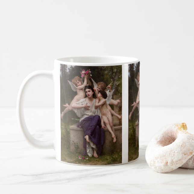 Caneca De Café Sonho de Primavera, Rêve de Printemps por Bouguere (Com Donut)