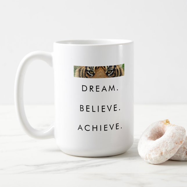 Caneca De Café Sonho De Sucesso Motivacional Acredita Em Consegui (Com Donut)