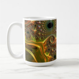 Caneca De Café Sonho Fractal Ouro Líquido