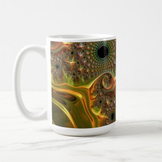 Caneca De Café Sonho Fractal Ouro Líquido (Esquerda)