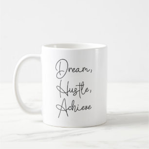 Caneca De Café Sonho, Hustle, Achieve - Gym, Hustle, Sucesso