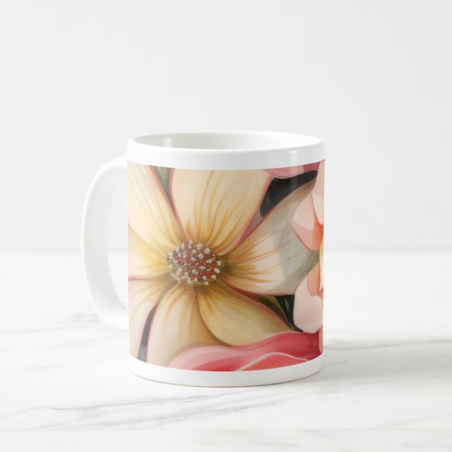 Caneca De Café Sonho Suave Floral Abstrato Estético Clássico  (Frente Esquerda)