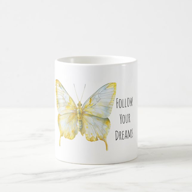 Caneca De Café Sonhos da Borboleta Branca Amarela Limão (Centro)