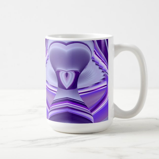 Caneca De Café Sonhos de Flor Roxo, Abstrato Fantasia Arco-Íris (Direita)