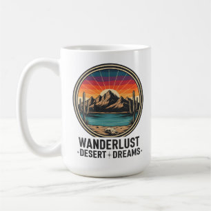 Caneca De Café Sonhos do Deserto de Wanderlust Retro Sunset Viage
