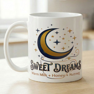 Caneca De Café Sonhos Doces Rotina Noturna de Leite Morno ao Luar
