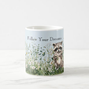 Caneca De Café Sonhos Florais do Guaxinim Azul