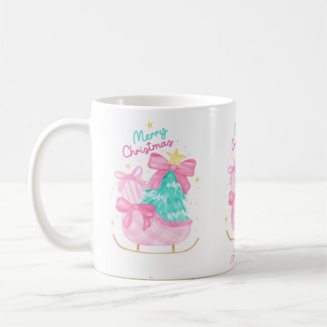 Caneca De Café sonhos pastéis azul, rosa e amarelo trenó presente (Esquerda)