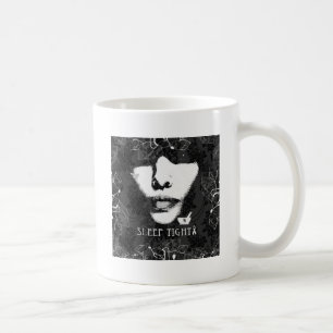 Caneca De Café Sono Jane apertada. Preto e branco.