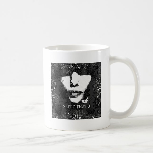 Caneca De Café Sono Jane apertada. Preto e branco. (Direita)