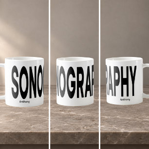 Caneca De Café SONOGRAFIA Texto Personalizado