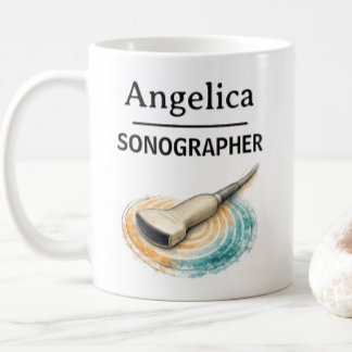Caneca De Café SONOGRAPHER Personalize Name Ultrasound Probe Gift