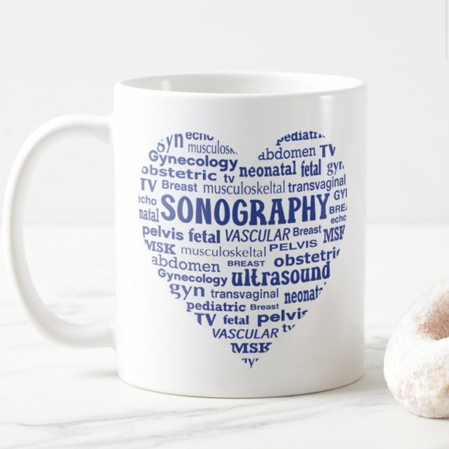 Caneca De Café Sonography Specialty Blue Heart Sonographer Gift (Criador carregado)