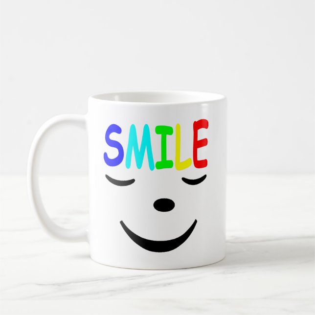 Caneca De Café Sorria Arco-Íris Com Smiley face (Esquerda)