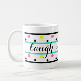 Caneca De Café Sorria Citando Bolinhas Amarelas Turquoise Amarela