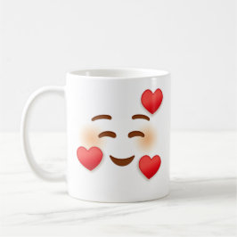 Caneca De Café Sorria Emoji Com Corações