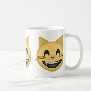 Caneca De Café Sorrindo a cara do gato com olhos de sorriso Emoji