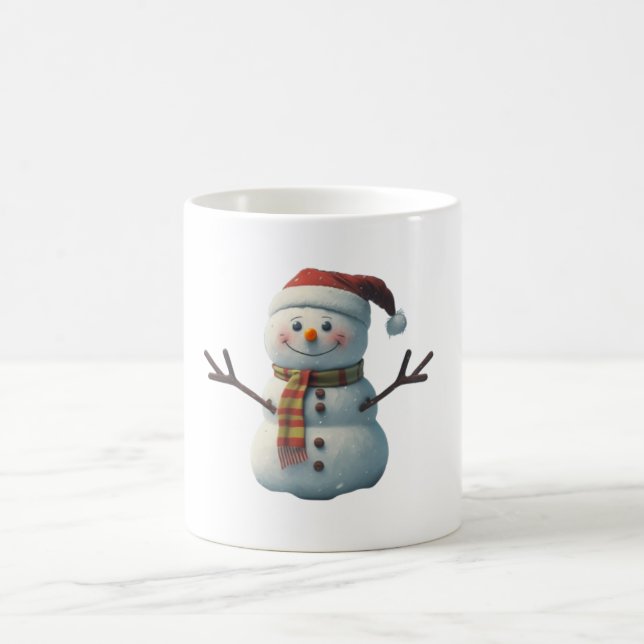 Caneca De Café Sorrindo Snowman Mug, presente de natal (Centro)