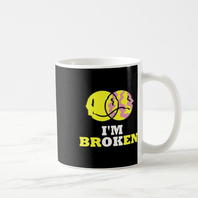 Caneca De Café Sorriso Confuso Estou Quebrado Doença Invisível Es (Direita)