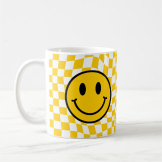 Caneca De Café Sorriso de pré-disquete amarelo ondulado verificad