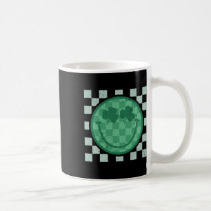 Caneca De Café Sorriso do Dia de São Patrício Face de Trevo Retro