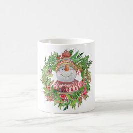 Caneca De Café Sorriso Snowman Wreath Natal