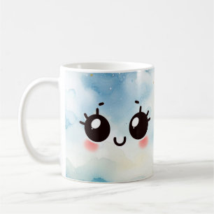 Caneca De Café Sorriso Tímido Emoji Aquarela