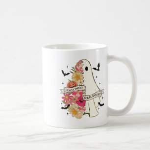 Caneca De Café Sorta Doce Sorta Spooky Ghost Floral Cute Hallowe