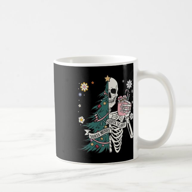 Caneca De Café Sorta feliz assustadora sorta natal esqueleto (Direita)