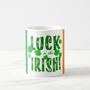 Caneca De Café Sorte da Mug de Shamrocks Sortudos de Laranja Verd