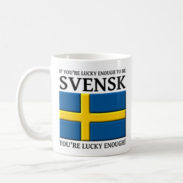 Caneca De Café Sortudo o suficiente para ser Svensk Sueco Mug (Esquerda)
