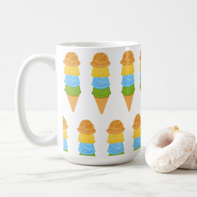 Caneca De Café sorvete cone colorido (Com Donut)
