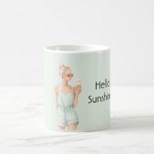 Caneca De Café Sorvete de praia Olá Sunshine Top Menta Loira