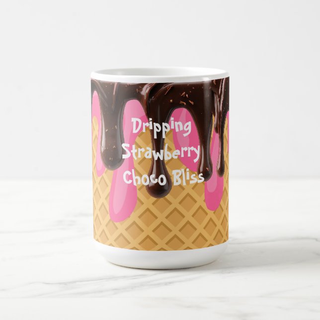 Caneca De Café Sorvete,Delícia de Chocolate Morango Derramando (Centro)