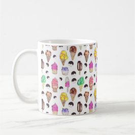 Caneca De Café Sorvete Flavors Watercolor Patterne Mug