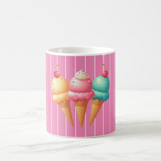 Caneca De Café Sorvete listrado rosa (Centro)