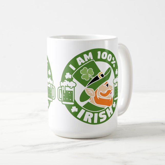 Caneca De Café Sou 100% irlandês (Frente Esquerda)