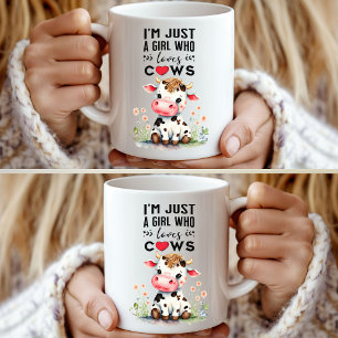 Caneca De Café Sou apenas uma garota que ama vacas clássicas de 3