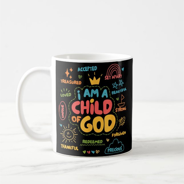 Caneca De Café Sou Criança de Deus, Retro Cristão Jesus Faith De (Esquerda)