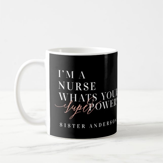 Caneca De Café Sou enfermeira, qual é o seu super poder? (Esquerda)