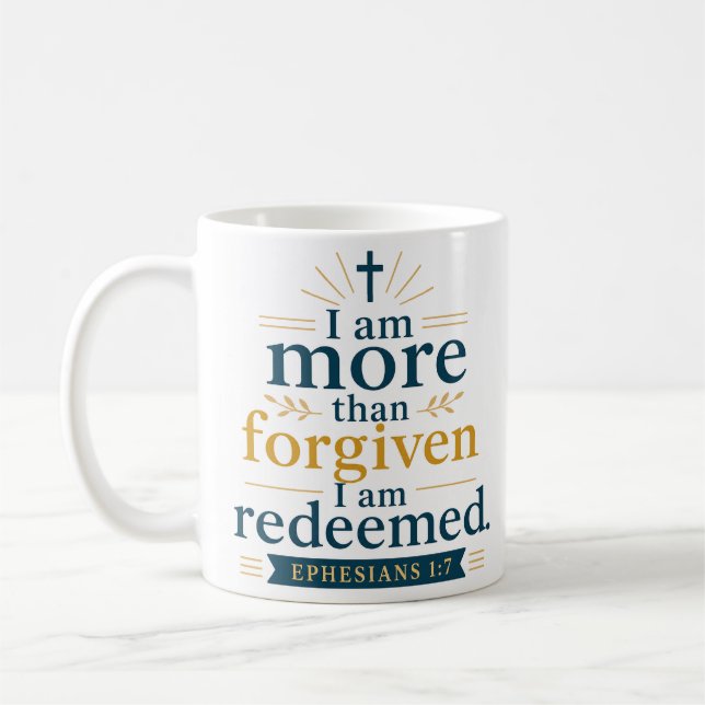 Caneca De Café Sou Mais do que Perdoado, Sou Redimido Citação de  (Esquerda)