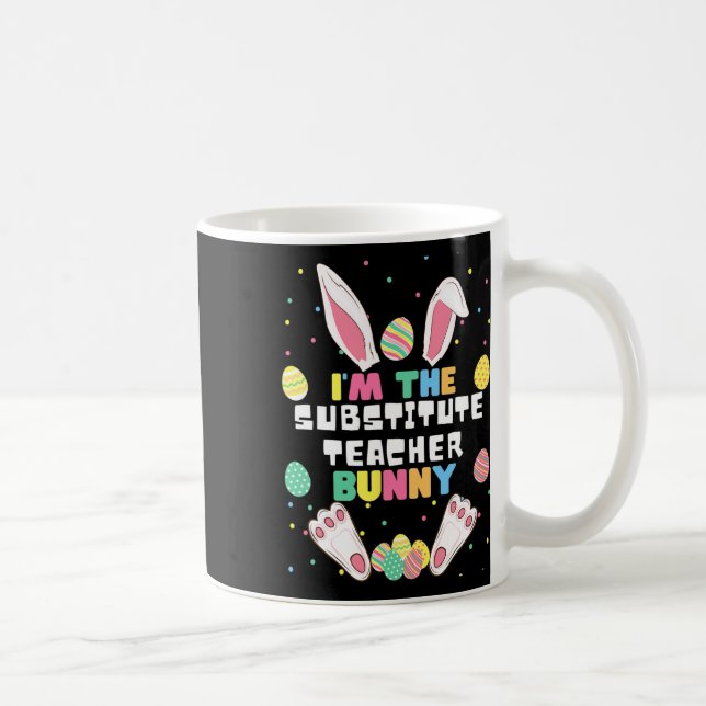 Caneca De Café Sou o professor substituto Bunny Engraçado Coelho  (Direita)