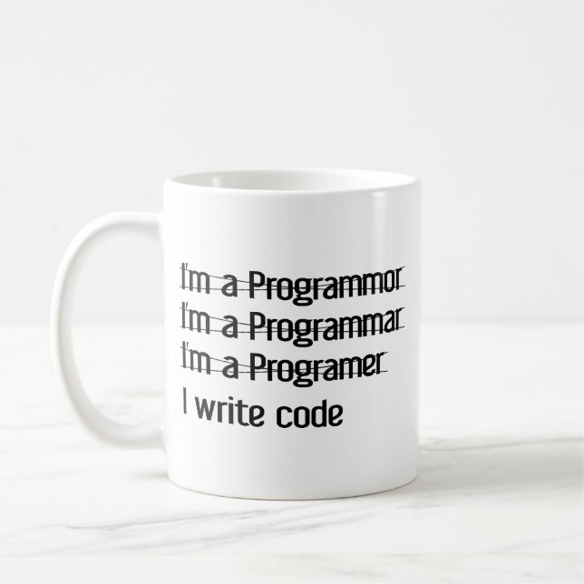 Caneca De Café Sou programador. Eu Escrevo Código Café Mug (Esquerda)