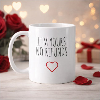 Caneca De Café Sou Seu Sem Reembolsos Presente do Dia dos Namorad