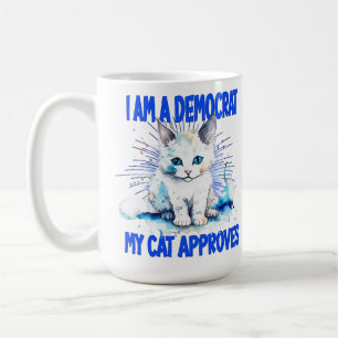 Caneca De Café Sou um Democrata - Meu Gato Aprova
