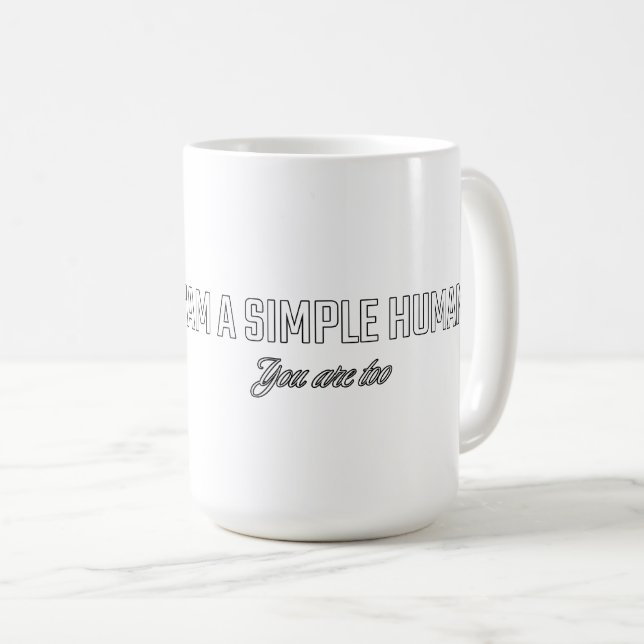 Caneca De Café Sou um humano simples você também é (Frente Esquerda)