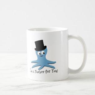 Caneca De Café Sou um Sucker para você! Octopus azul